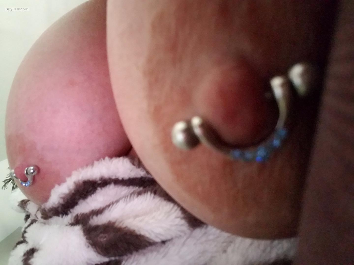Tit Flash: My Very Big Tits (Selfie) - Northern Nips from United StatesPierced Nipples 